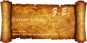 Zotter Ervin névjegykártya